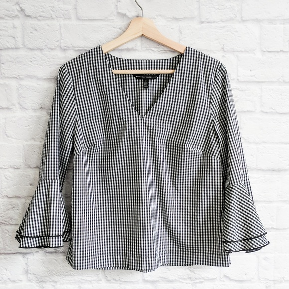 White House Black Market Tops - White House Black Market Gingham Carmen Blouse